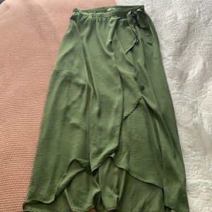 Stevie Hender True Olive Wrap Maxi Skirt, Size M